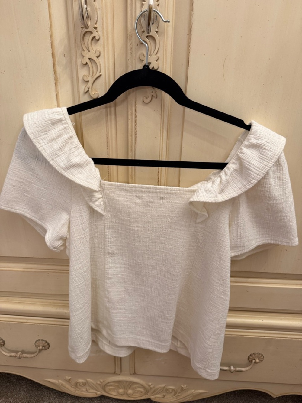 Madewell Cream Textured Ruffle-Neck Blouse - Picture 3 of 4